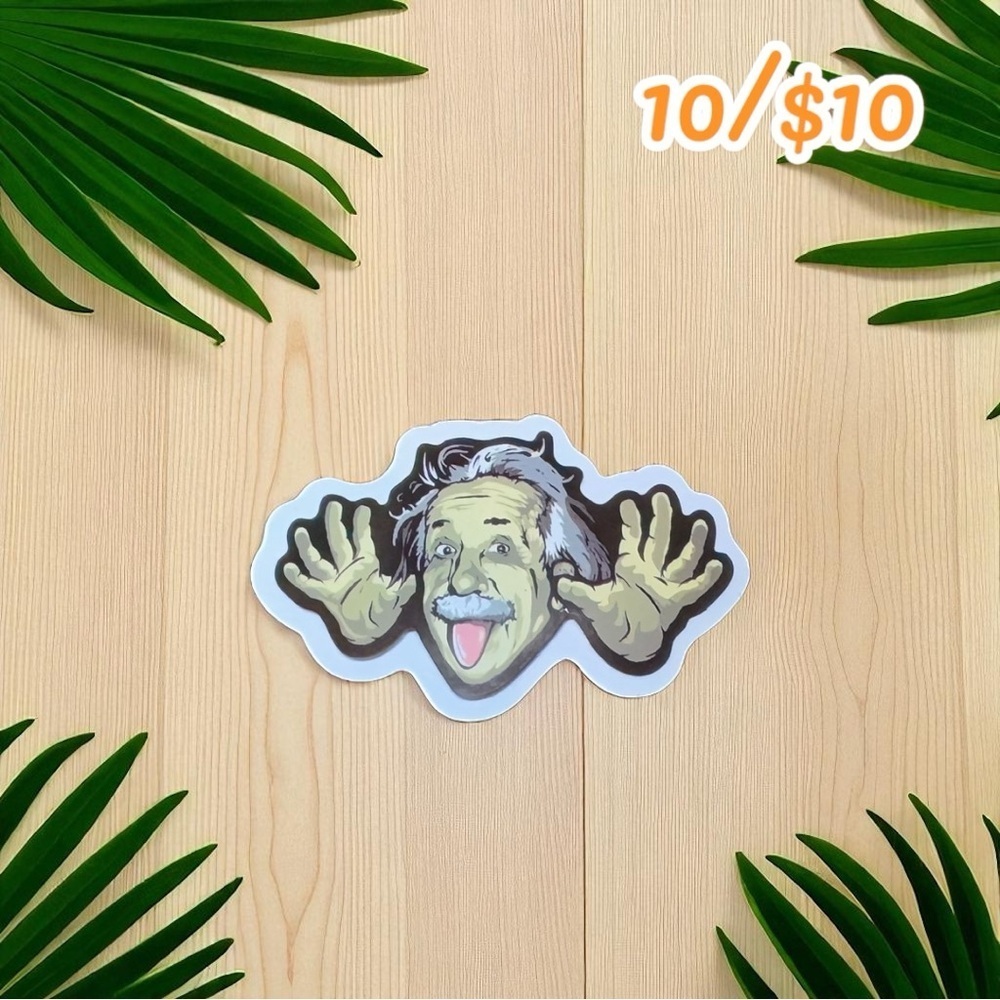 Silly Einstein Tongue Out Sticker – Approx. 2 1/2”
